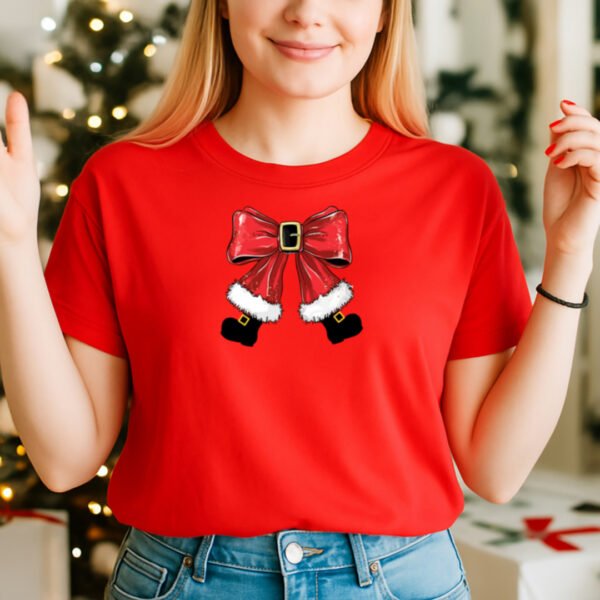 Santa Bow , Christmas 2025 T-shirt - Image 3