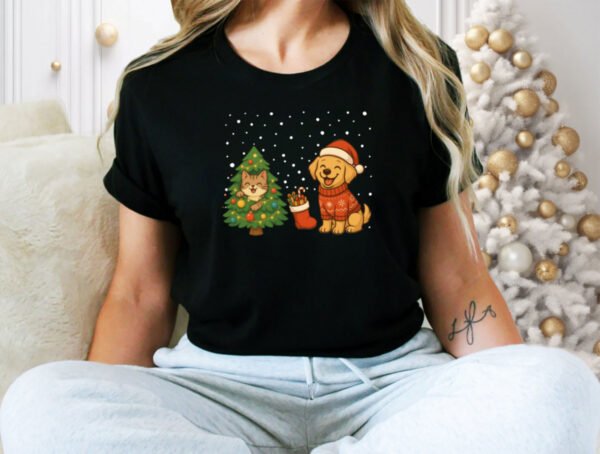 Cats and dog , Christmas 2025 T-shirt - Image 3